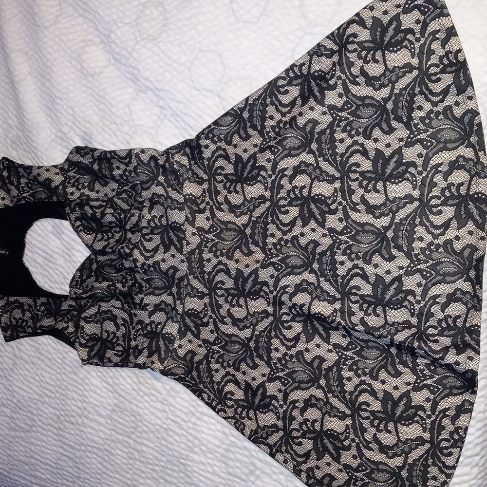 Women's black lace cocktail dress (short)